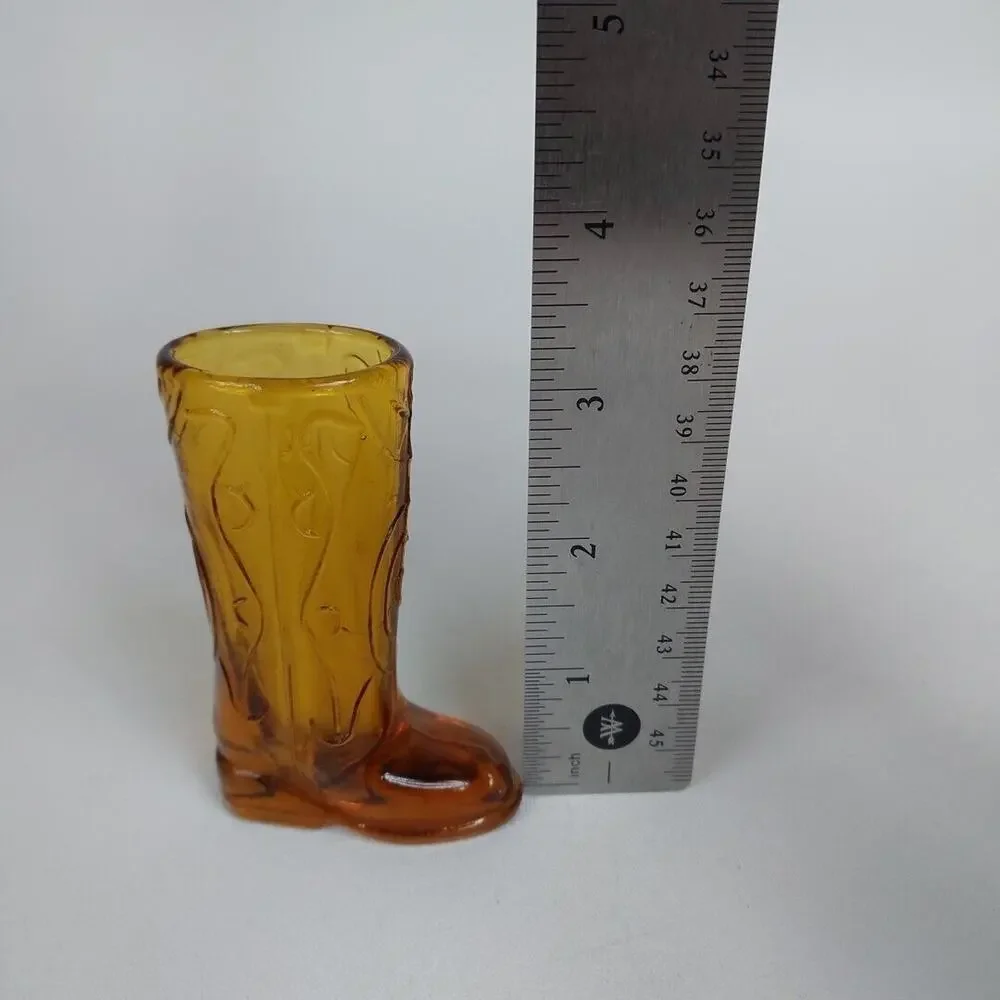 Glass Cowboy Boot Shot Glass Amber‎